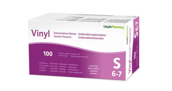 LloydsPharmacy undersökningshandskar Vinyl S 100 st