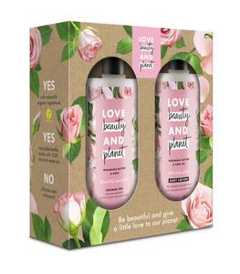 Love Beauty and Planet Presentförpackning murumurusmör och ros 500 + 400 ml