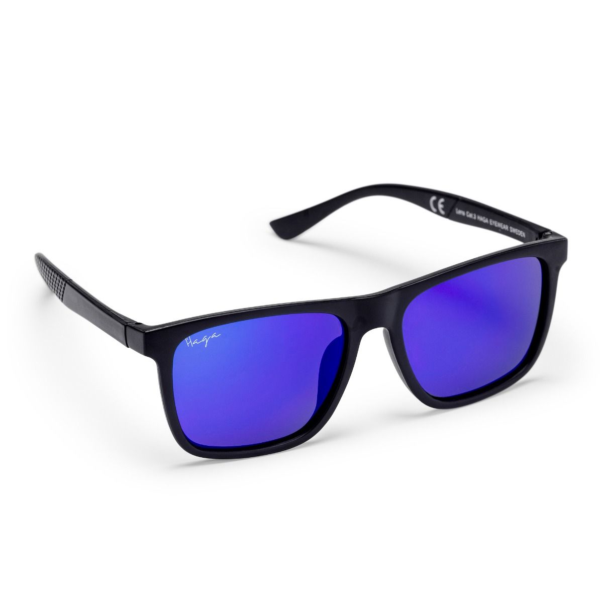 Haga Solglasögon Atlanta Polarized Matt Black - Blue Mirror lens