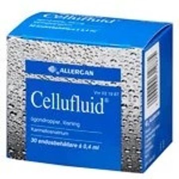 Cellufluid, ögondroppar, lösning i endosbehållare