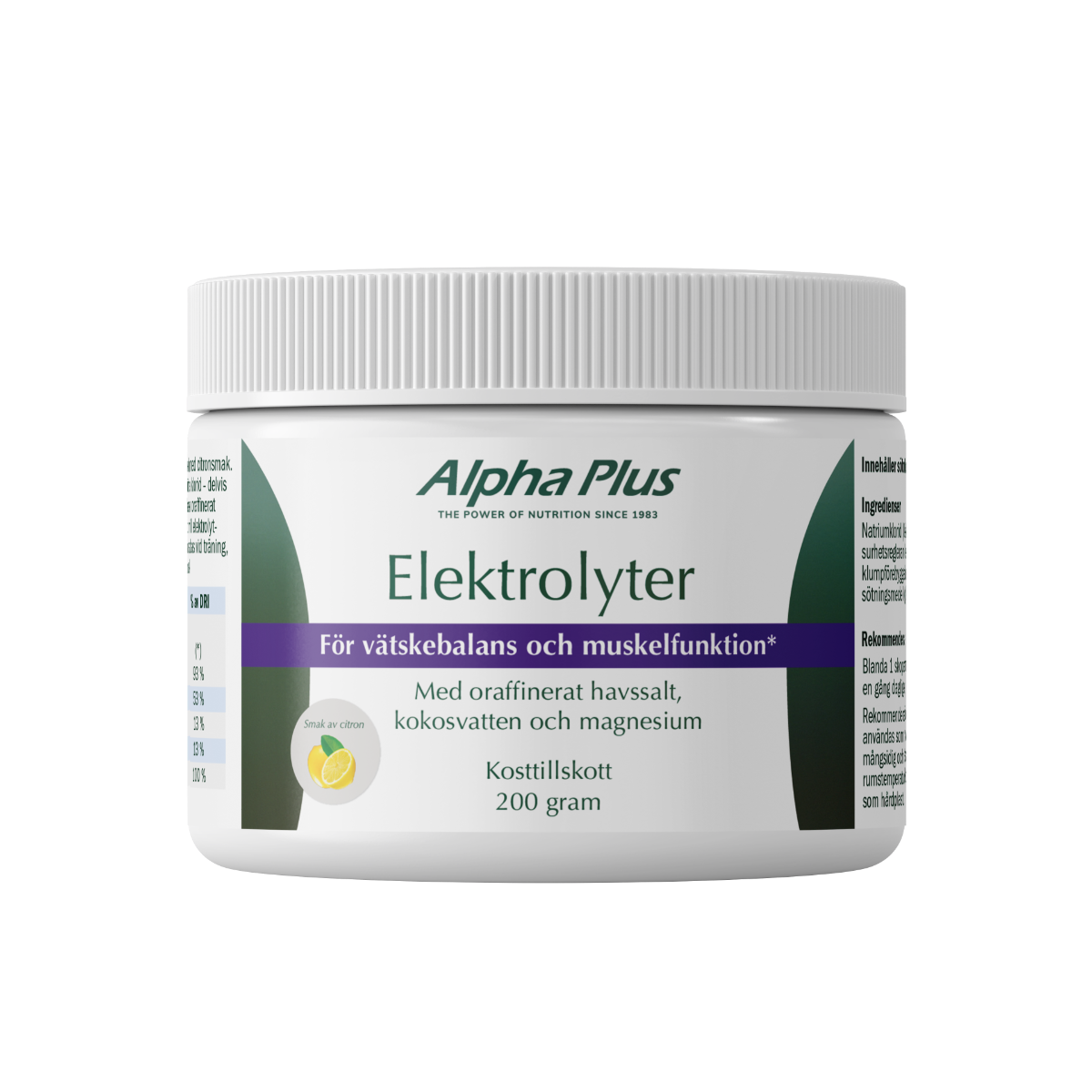 Alpha Plus Elektrolyter 200 g citronsmak