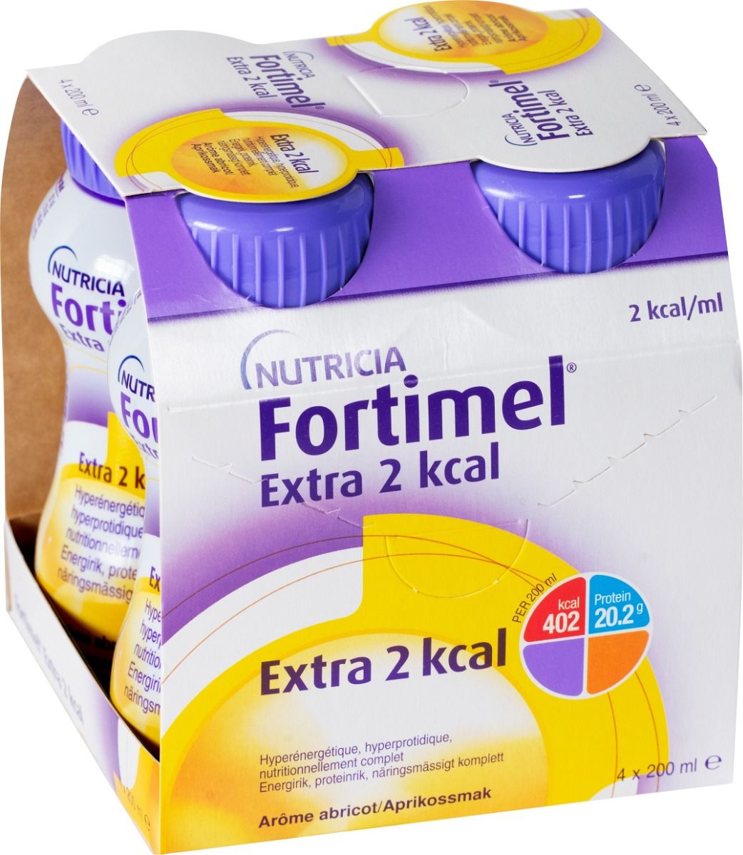 Fortimel Extra 2 kcal komplett kosttillägg aprikos 4 x 200 milliliter