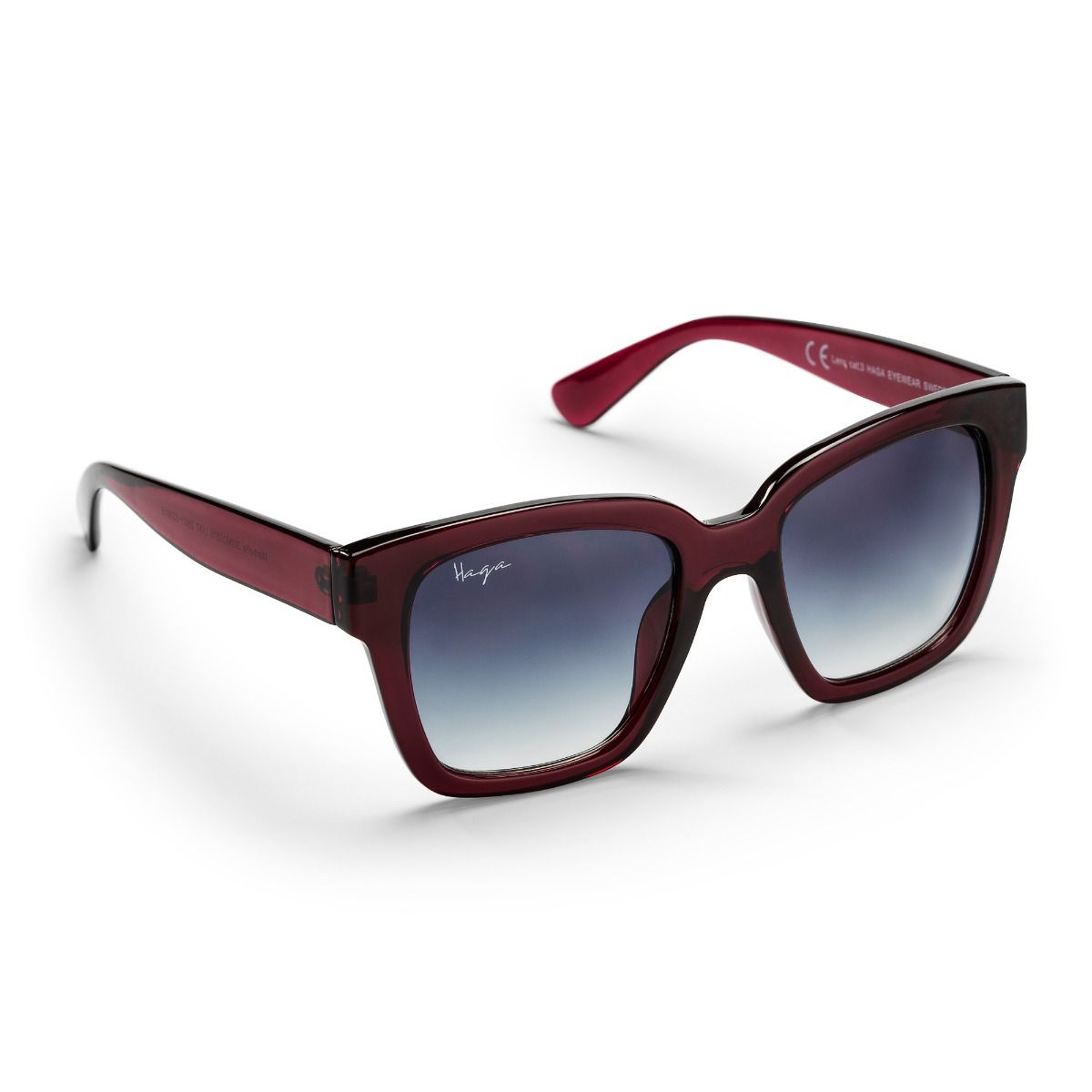 Haga Solglasögon Marbella Transparent Burgundy - Grey Gradient lens