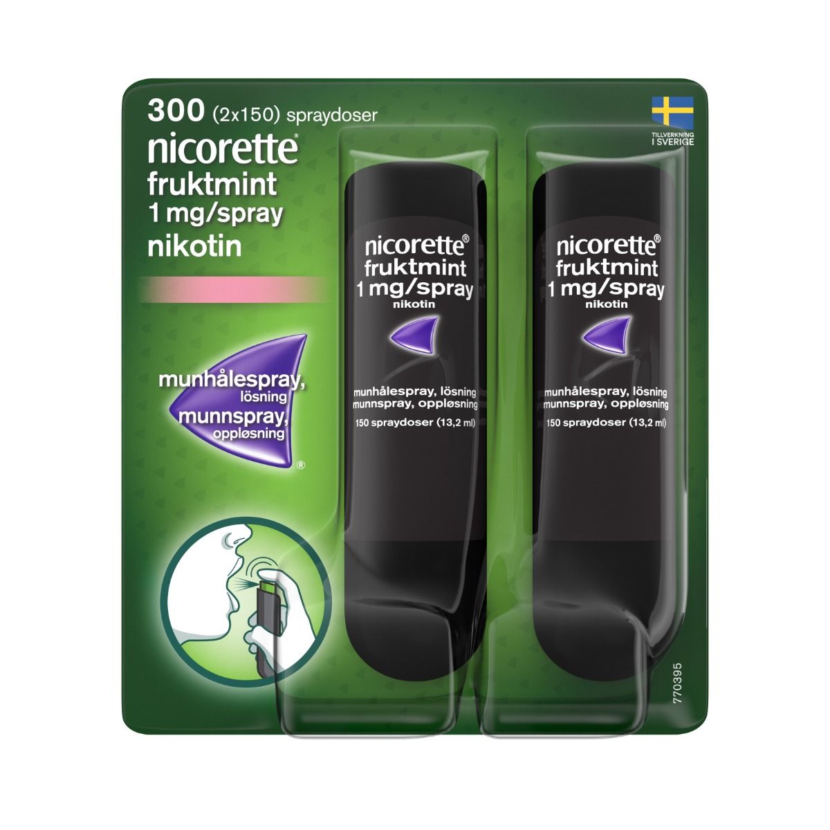 Nicorette Fruktmint, munhålespray, lösning 1 mg/spray