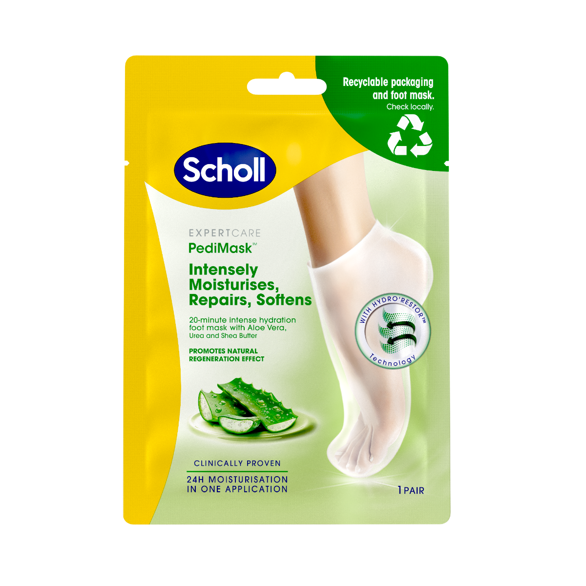 Scholl Mjukgörande Fotmask Aloe Vera 1 par