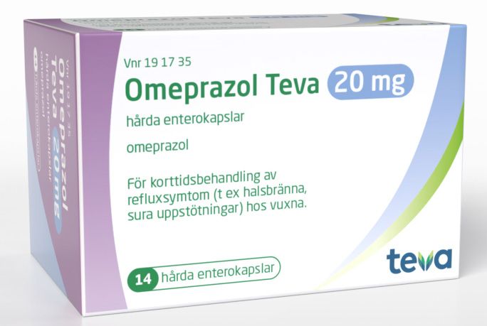 Omeprazol Teva, enterokapsel, hård 20 mg