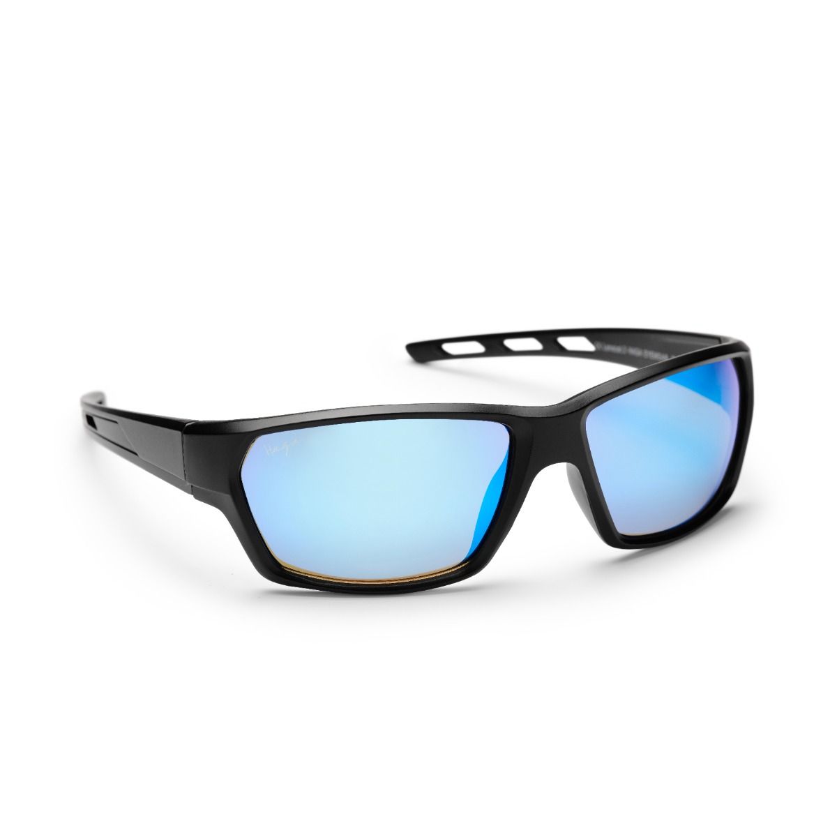 Haga Solglasögon Sapporo Matt Black - Blue Mirror lens