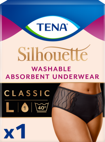 TENA Silhouette Classic tvättbar inkontinenstrosa briefsmodell svart L