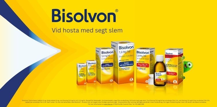 Sex olika produkter från varumärket Bisolvon 