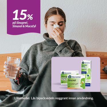 15% på Sinupret, Sinuxol & Mucofyl