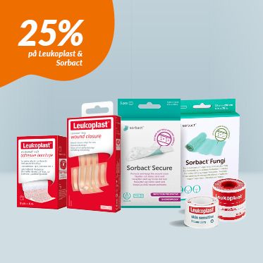 25% p&aring; Sorbact och Leukoplast