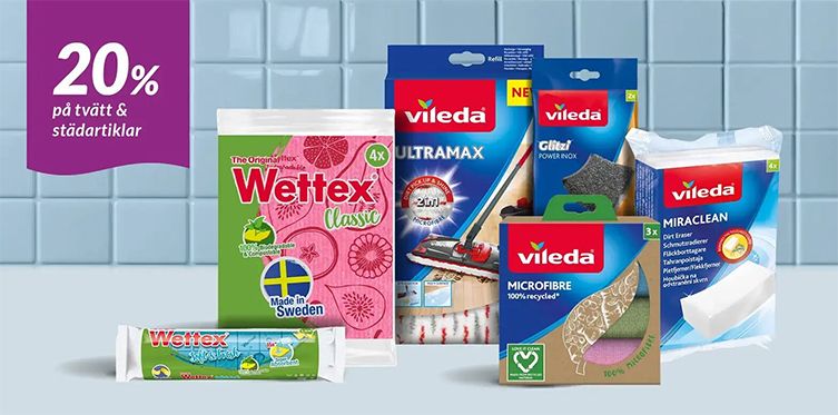 20% på tvätt och städartiklar