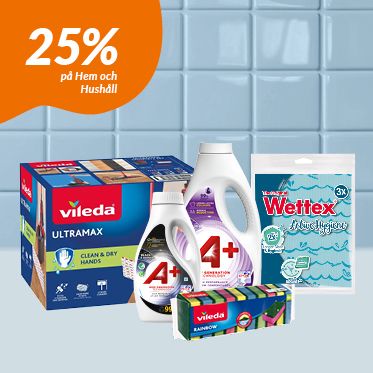 25% p&aring; hem och hush&aring;ll