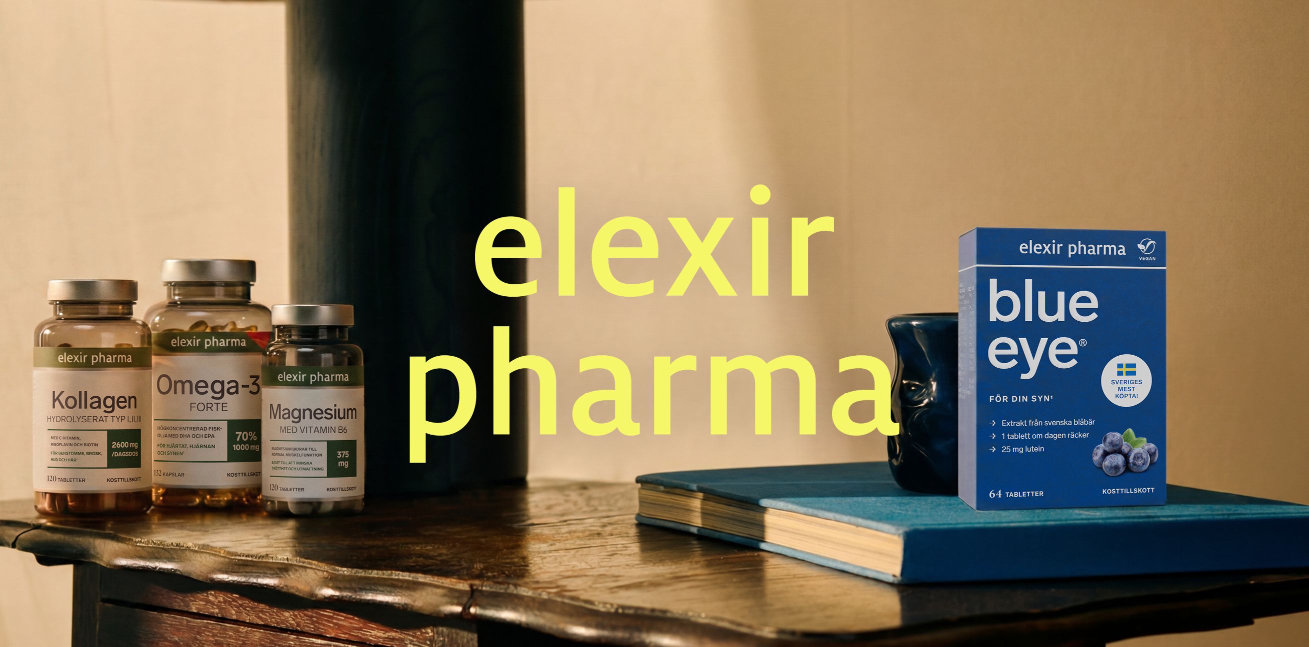 Fyra produkter fr&aring;n varum&auml;rket Elexir Pharma