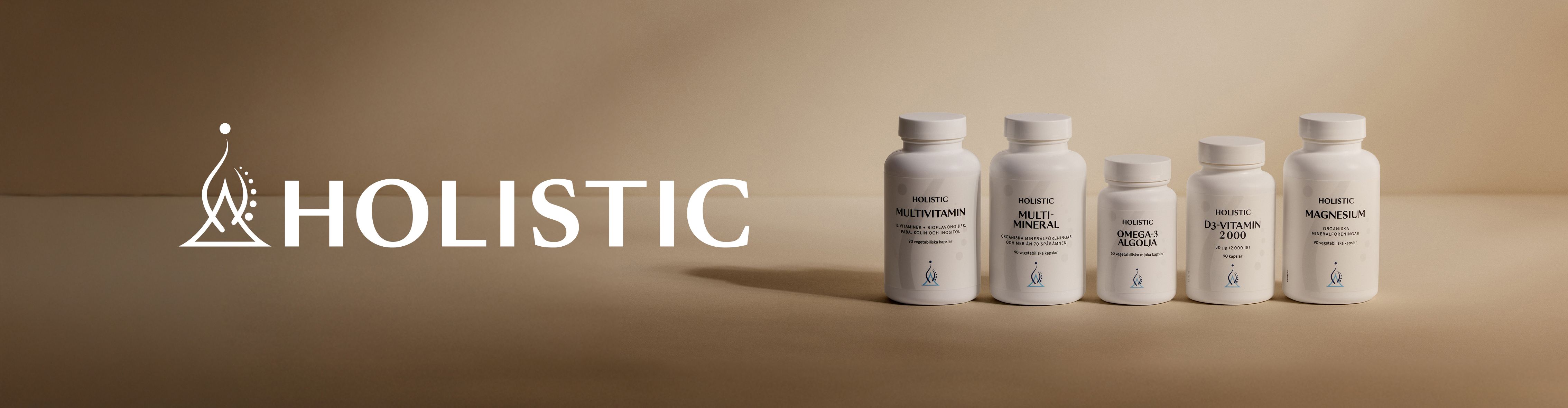 Fem burkar kosttillskott från varumärket Holistic