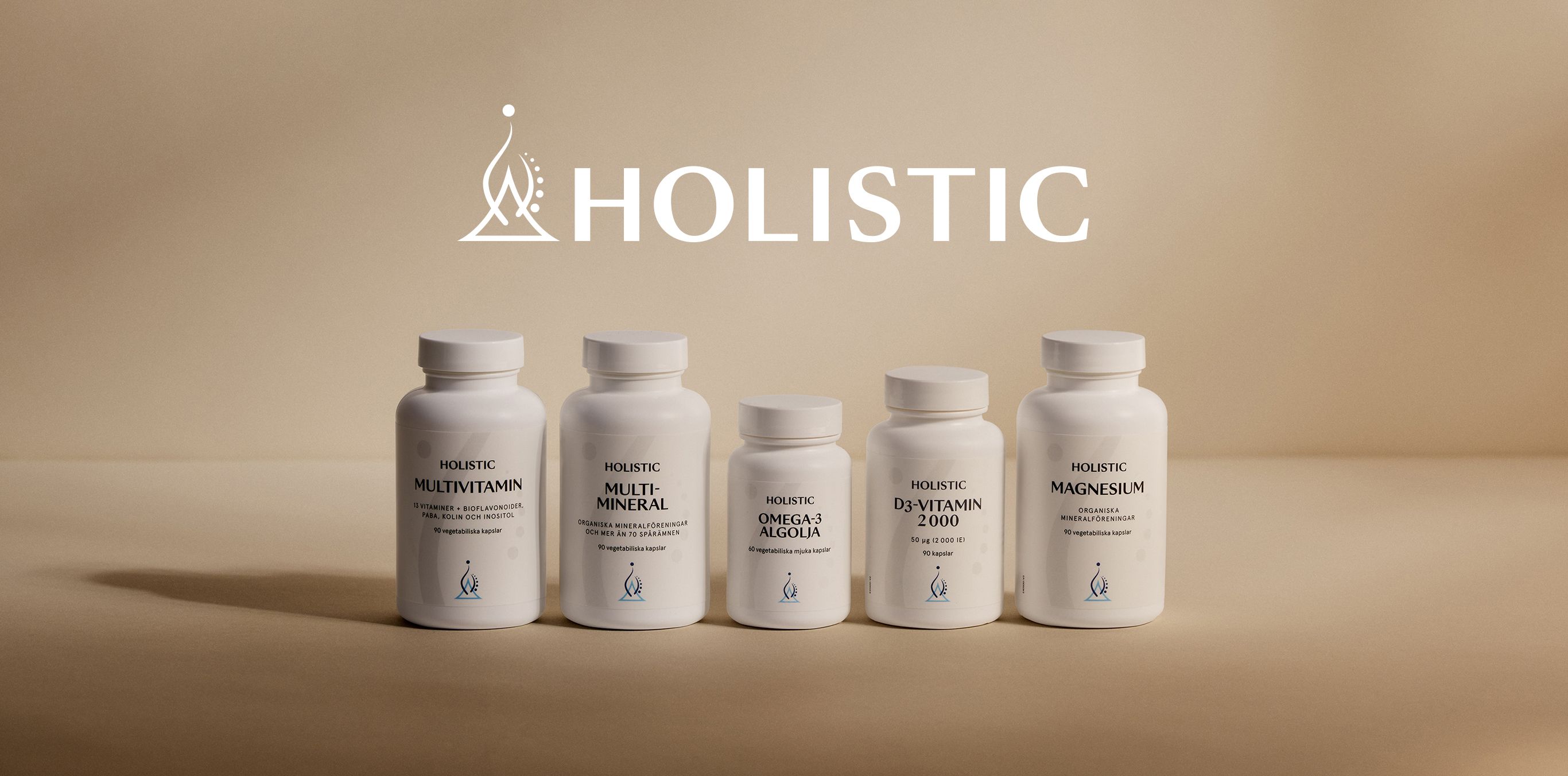 Fem burkar kosttillskott från varumärket Holistic