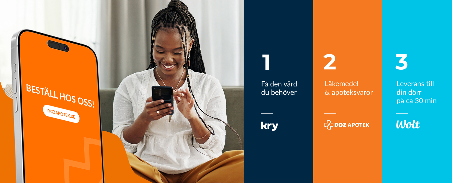 Fri leverans av dina recept och apoteksvaror via Wolt p&aring; ca 30 minuter