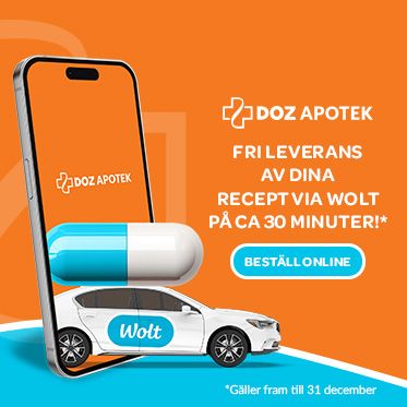 Just nu! - Fri leverans av dina recept via Wolt på ca 30 minuter*